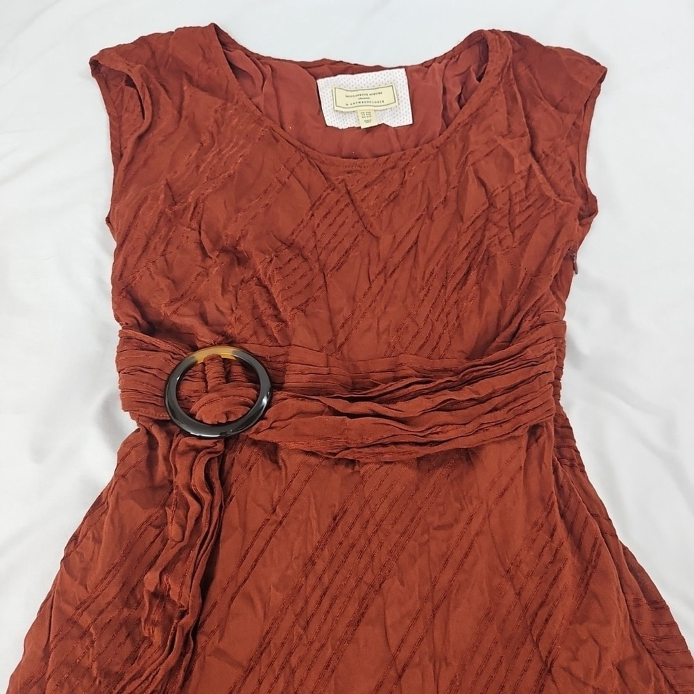 Anthropologie Moulinette Soeurs Guinevere Belted Boho Maxi Orange Dress Size 2P - Picture 5 of 16